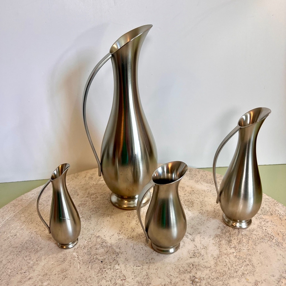 Vintage Royal Holland Pewter Silver Pitcher Set of 4 - Picture 4 of 11